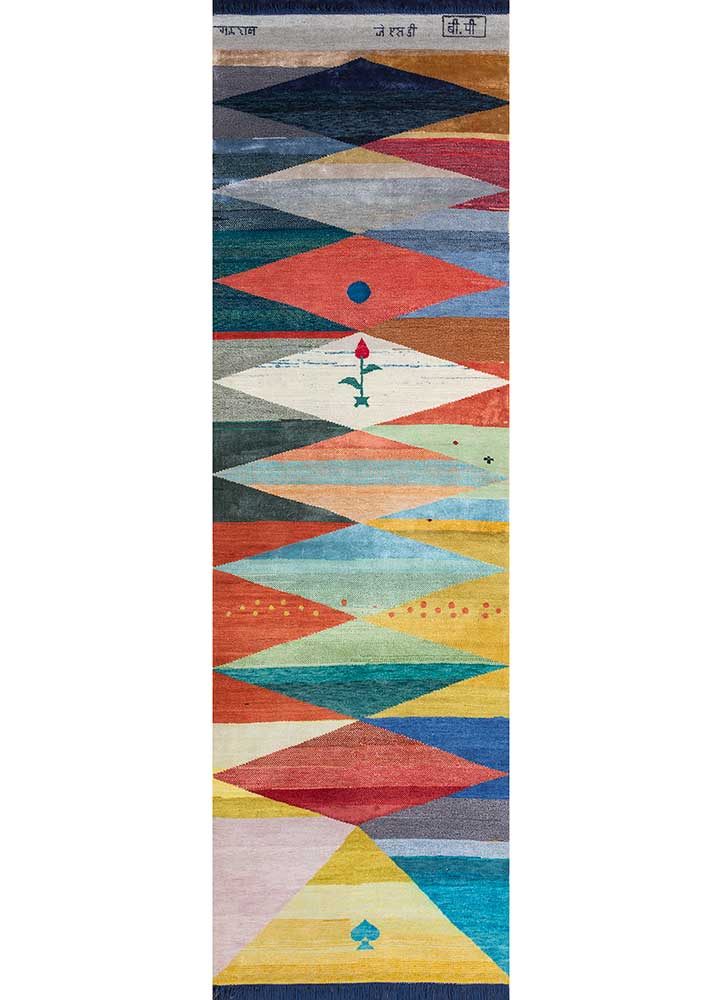 freedom manchaha blue wool and bamboo silk Hand Knotted Rug - HeadShot