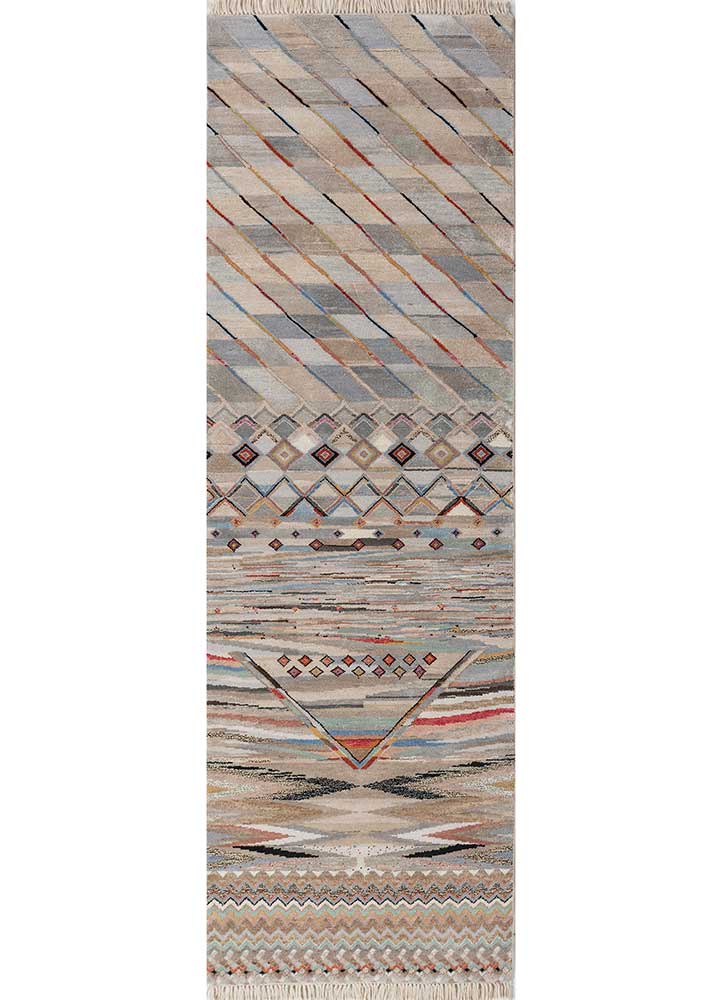 manchaha ivory wool and bamboo silk Hand Knotted Rug - HeadShot