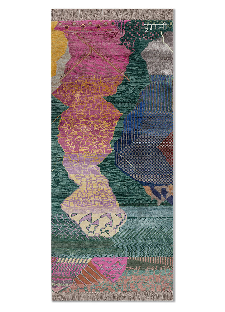 Mor Pankhi gold wool and bamboo silk Hand Knotted Rug