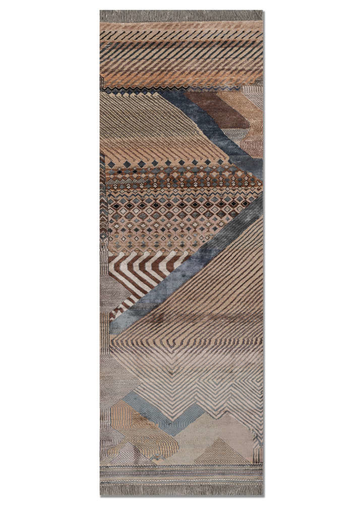 Sawan Aur Khushiyan pink and purple wool and bamboo silk Hand Knotted Rug