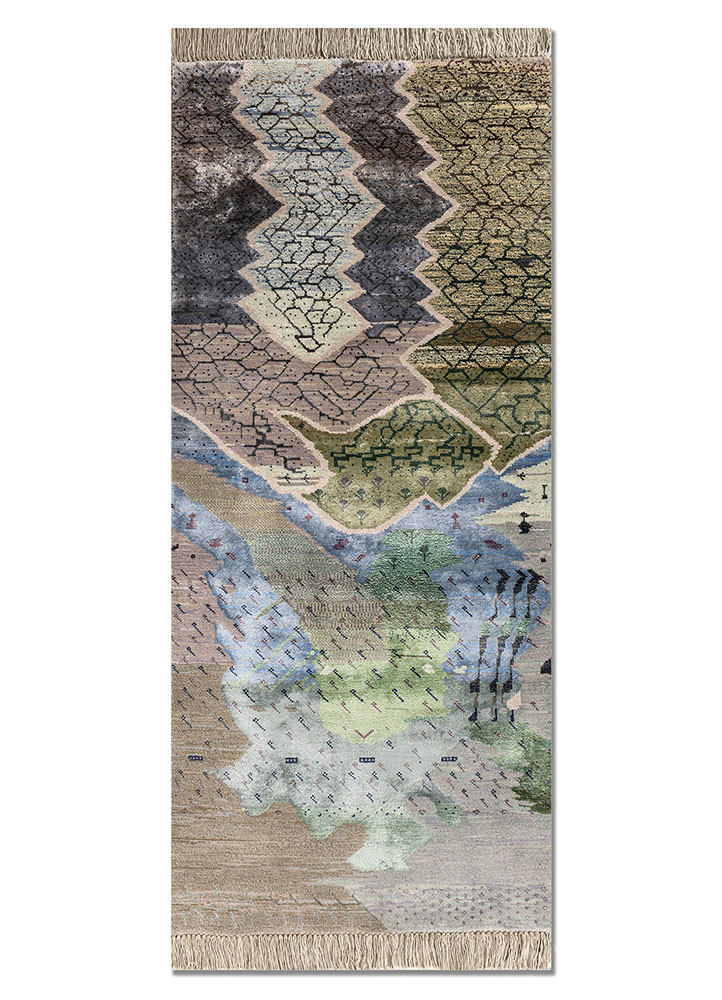 Parivartan ivory wool and bamboo silk Hand Knotted Rug