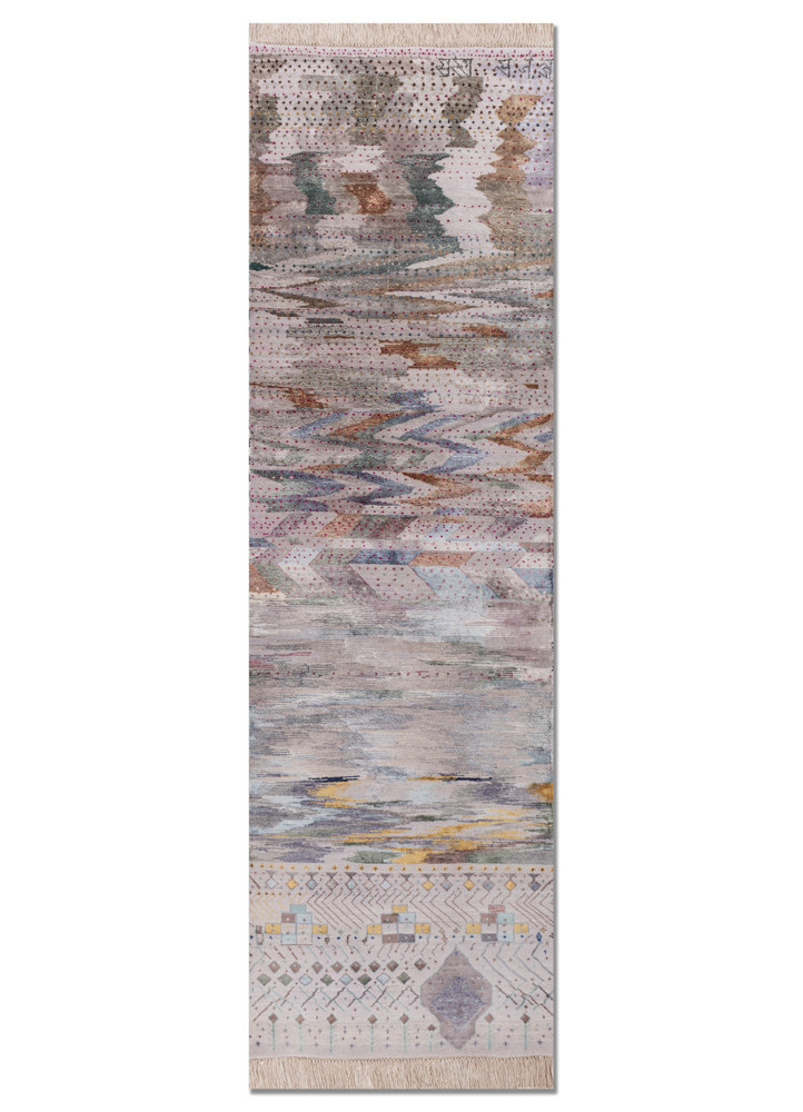  pink and purple wool and bamboo silk Hand Knotted Rug