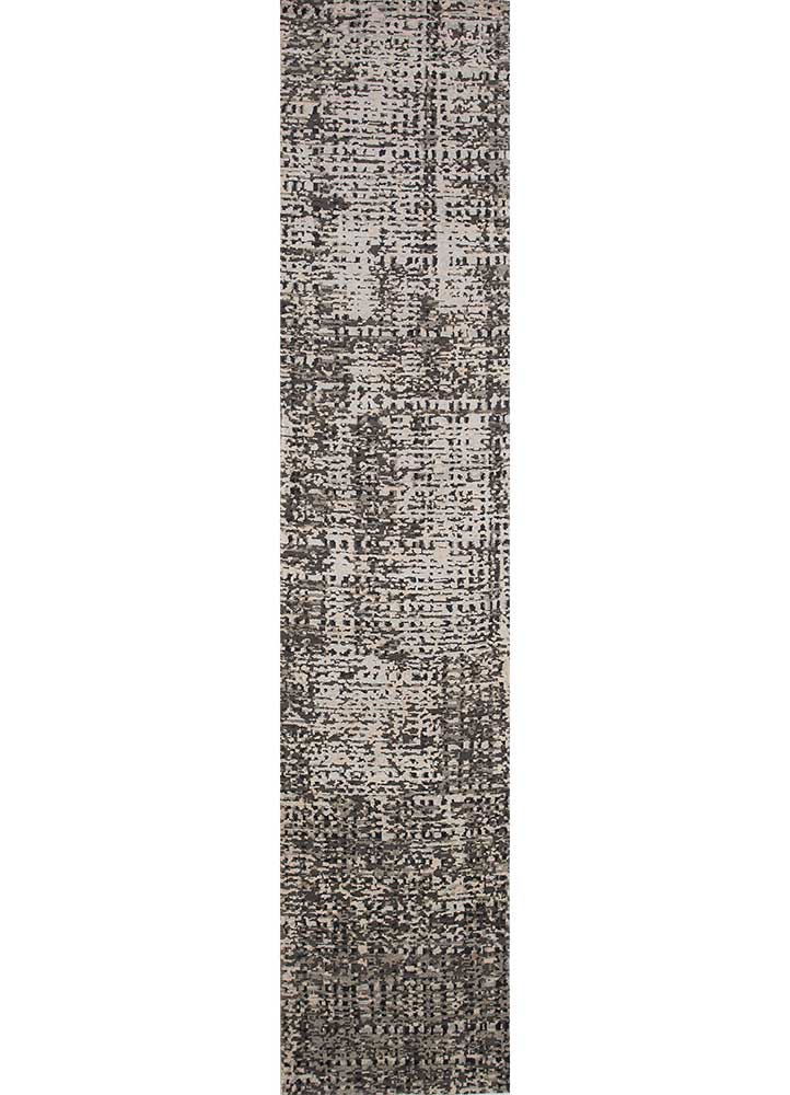 uvenuti grey and black wool and bamboo silk Hand Knotted Rug - HeadShot