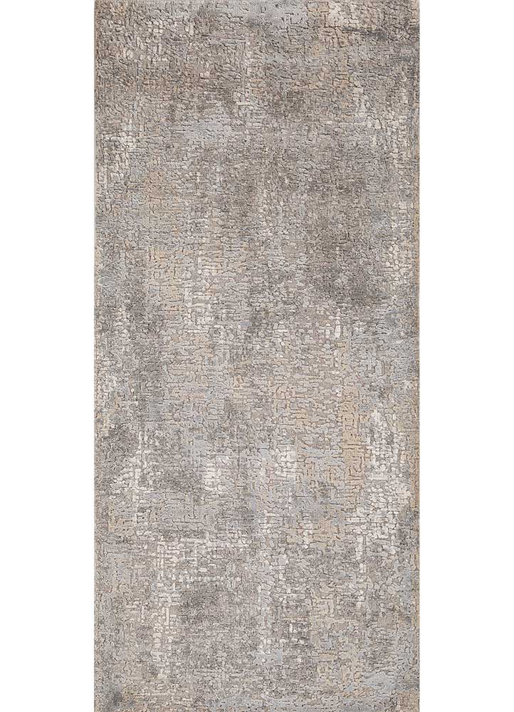  grey and black wool and bamboo silk Hand Knotted Rug