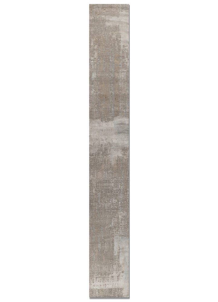  grey and black wool and bamboo silk Hand Knotted Rug