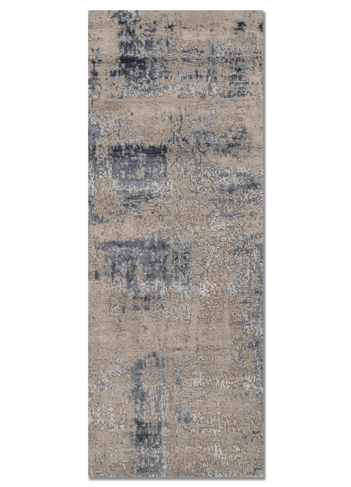  grey and black wool and bamboo silk Hand Knotted Rug
