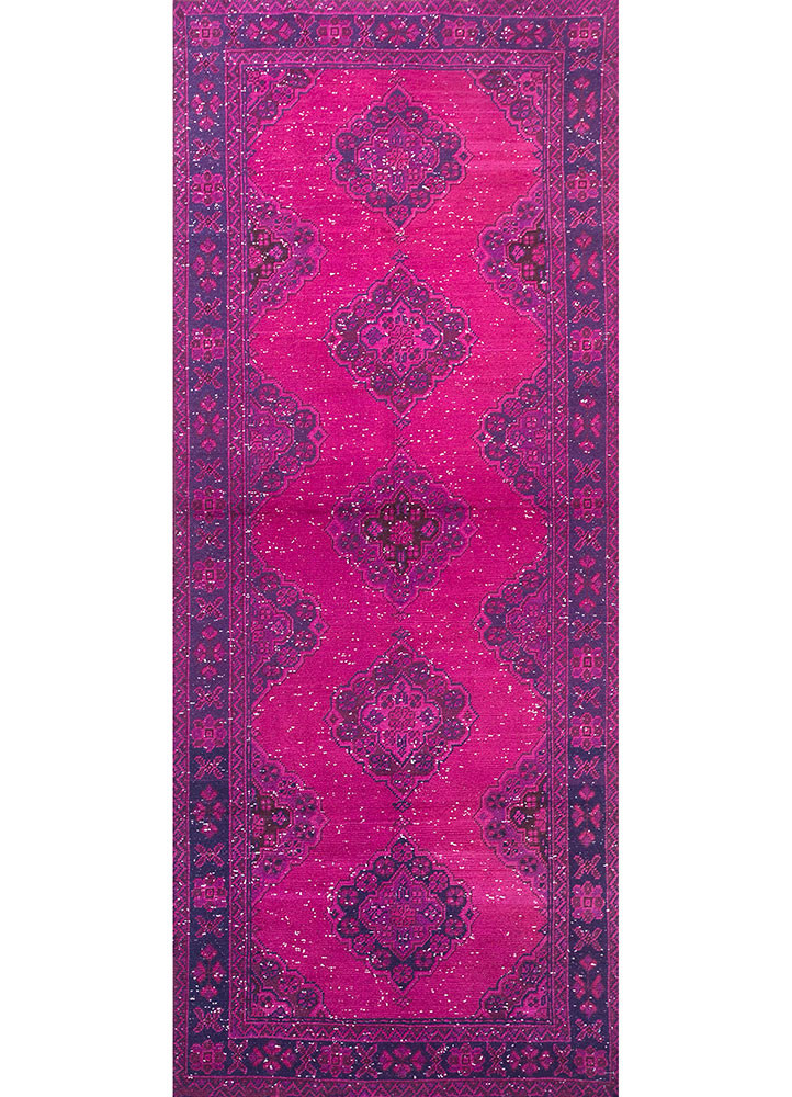  pink and purple wool Hand Knotted Rug