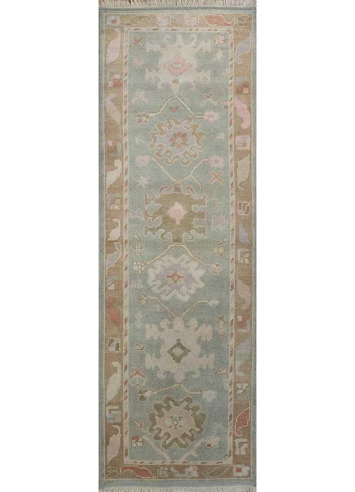 cyanna blue wool Hand Knotted Rug - HeadShot