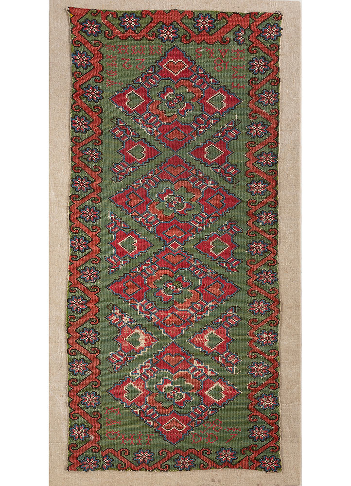 bespoke sile green wool Wall Art Rug - HeadShot bespoke sile green wool Wall Art Rug - HeadShot