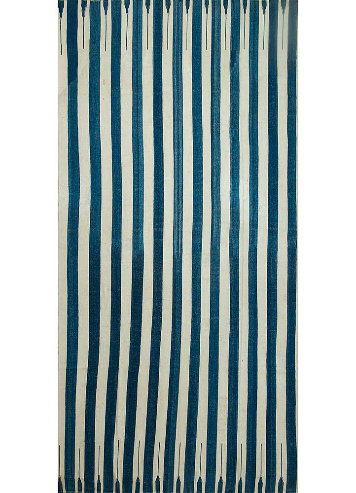 indusbar blue cotton Flat Weaves Rug - HeadShot