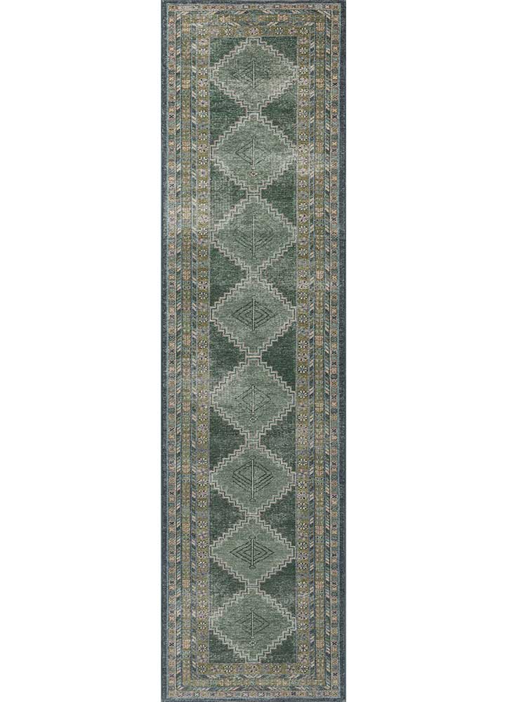  green wool Hand Knotted Rug