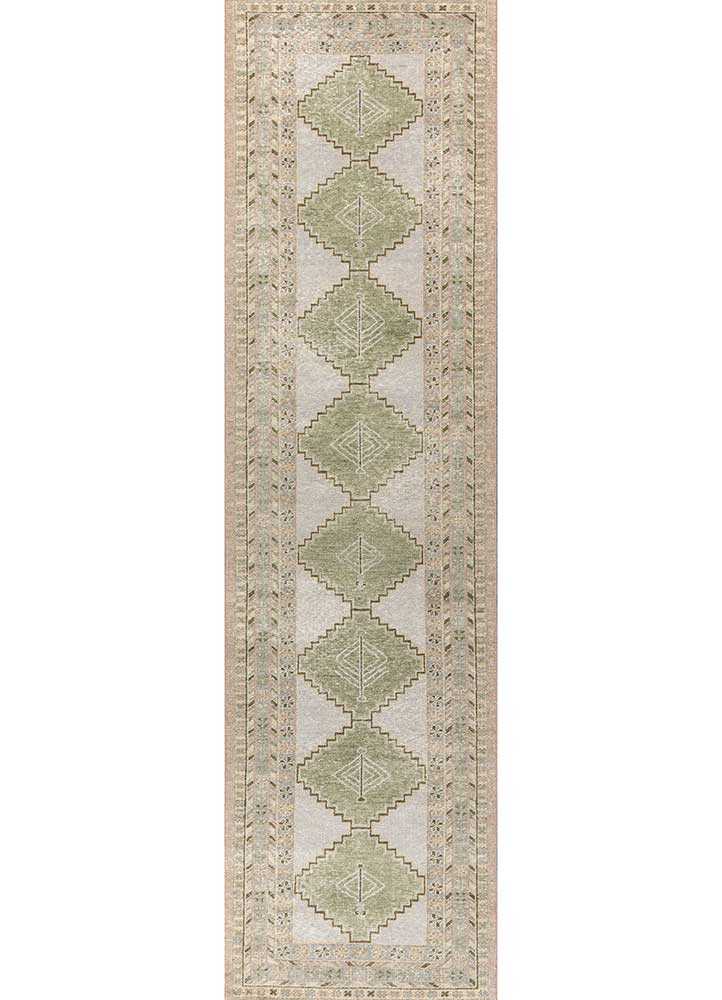 erbe green wool Hand Knotted Rug - HeadShot