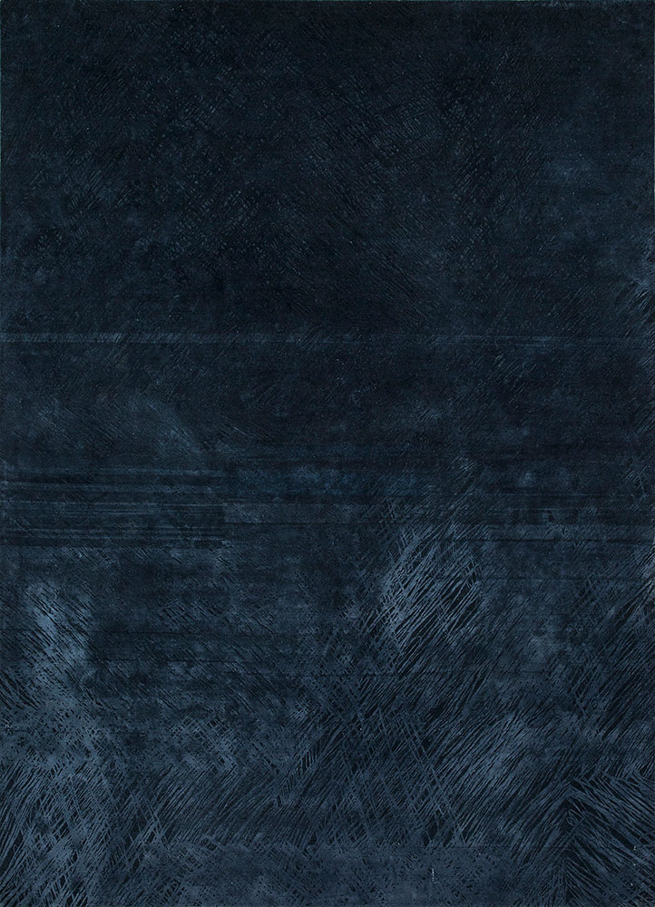  blue wool and silk Hand Knotted Rug