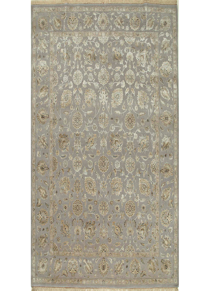 aurora grey and black wool and silk Hand Knotted Rug - HeadShot