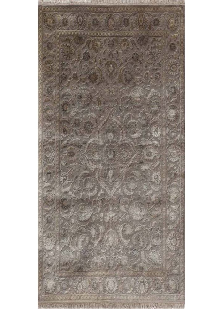  grey and black wool and silk Hand Knotted Rug