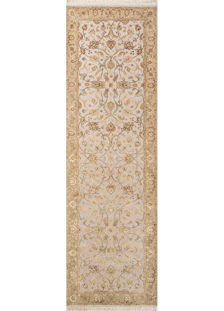 aurora ivory wool and silk Hand Knotted Rug - HeadShot