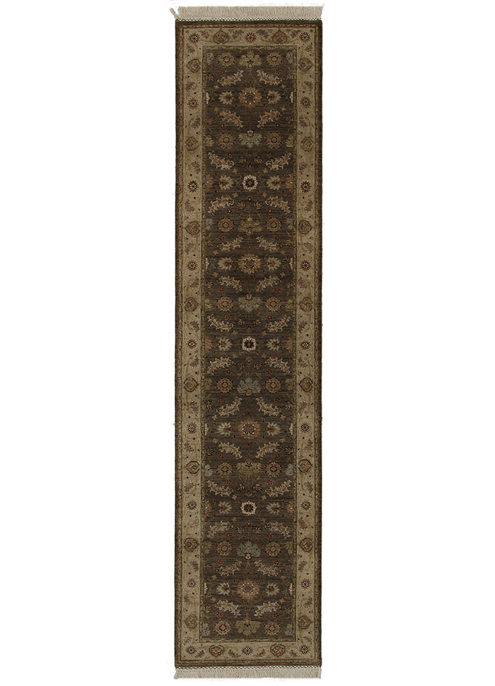 beige and brown wool Hand Knotted Rug