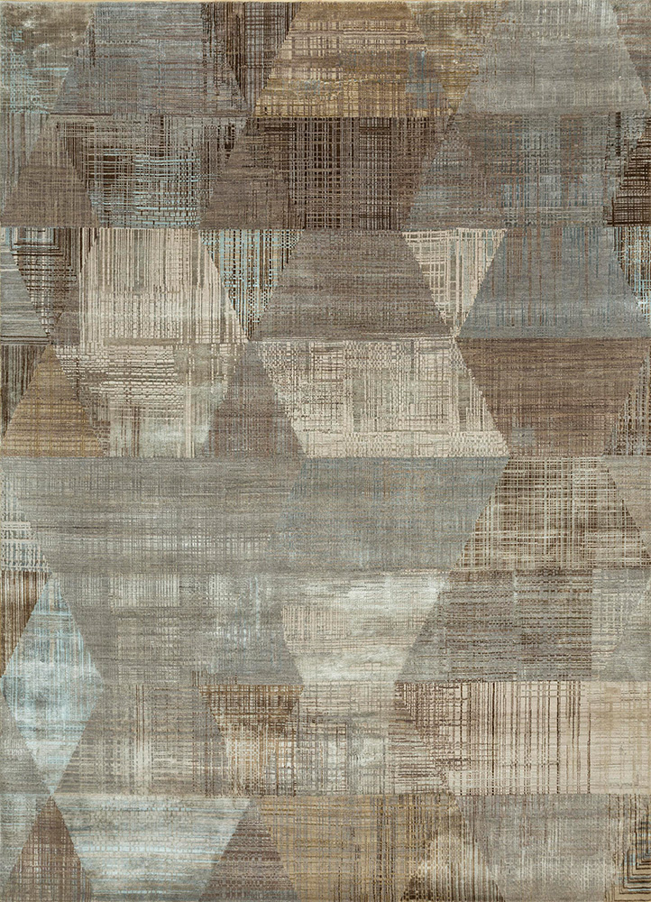  beige and brown wool and bamboo silk Hand Knotted Rug