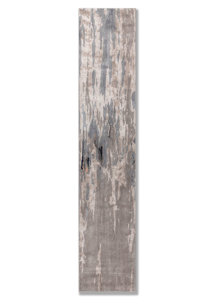  grey and black wool and viscose Hand Tufted Rug