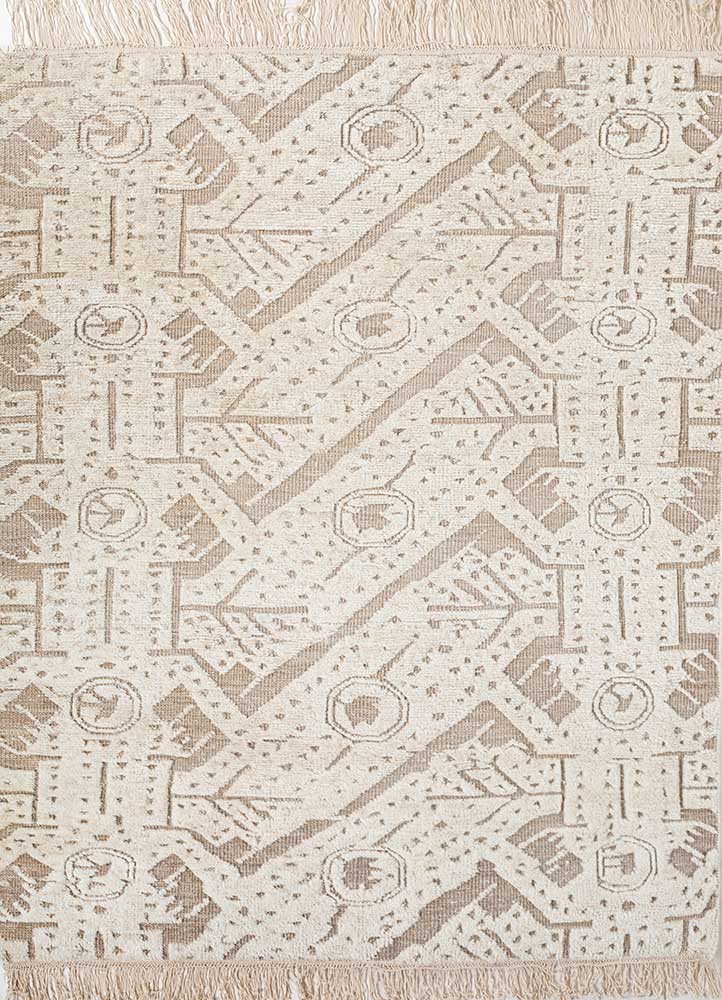 thyme ivory wool Hand Knotted Rug - HeadShot