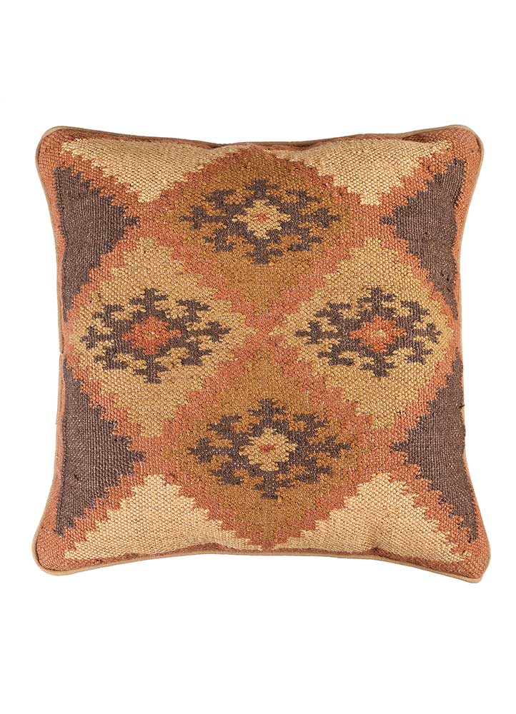 cushion beige and brown jute and hemp Cushion Cover Rug - HeadShot