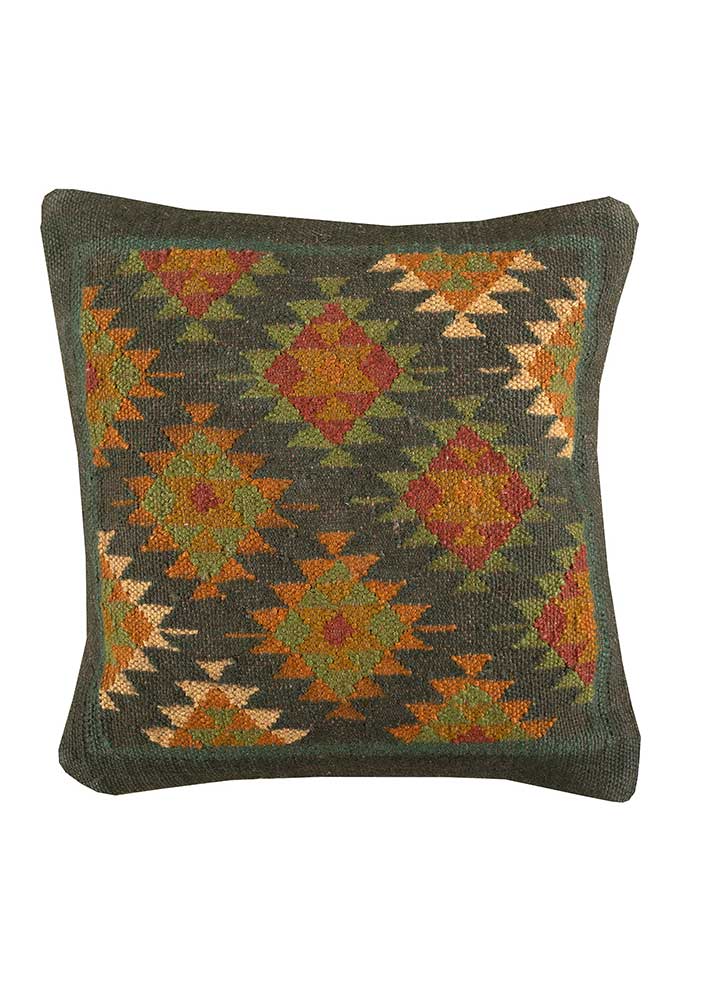 cushion blue jute and hemp Cushion Cover Rug - HeadShot