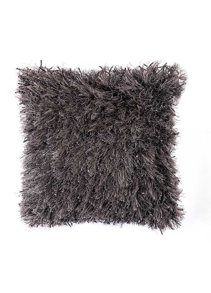 cushion grey and black polyester Cushion Cover Rug - HeadShot