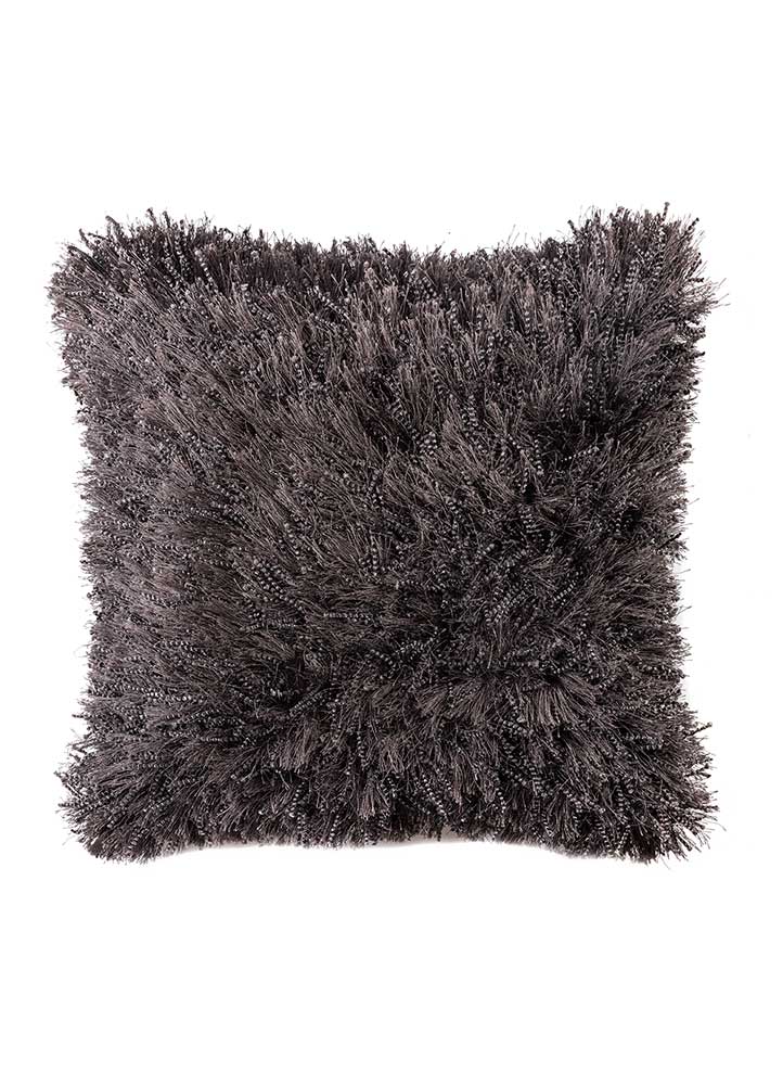 cushion grey and black polyester Cushion Cover Rug - HeadShot