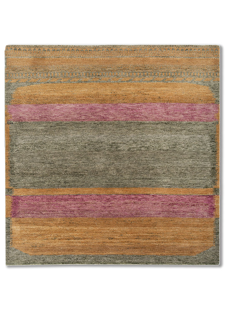 aprezo green wool Hand Knotted Rug - HeadShot