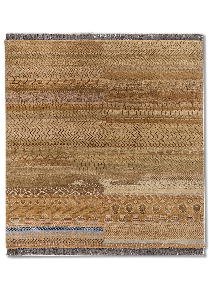 Nanha Munna red and orange wool and bamboo silk Hand Knotted Rug