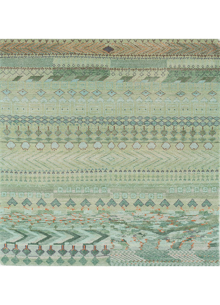 manchaha green wool and bamboo silk Hand Knotted Rug - HeadShot manchaha green wool and bamboo silk Hand Knotted Rug - HeadShot