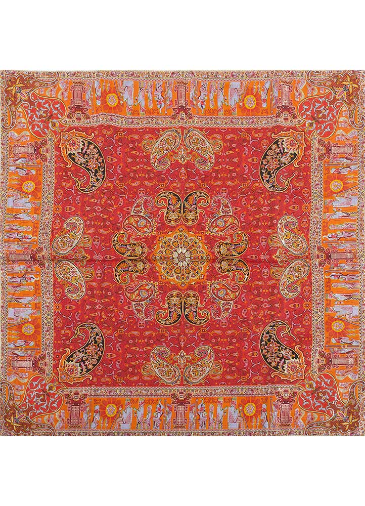 mending your own red and orange silk Wall Art Rug - HeadShot