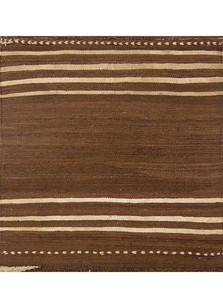 aalam beige and brown wool and viscose Hand Knotted Rug - HeadShot