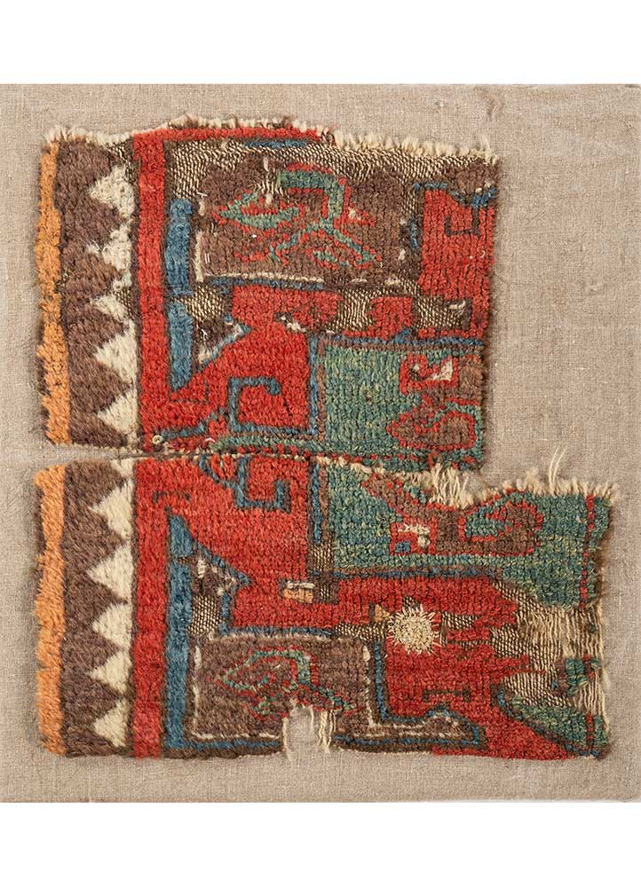 wall pieces red and orange wool Wall Art Rug - HeadShot