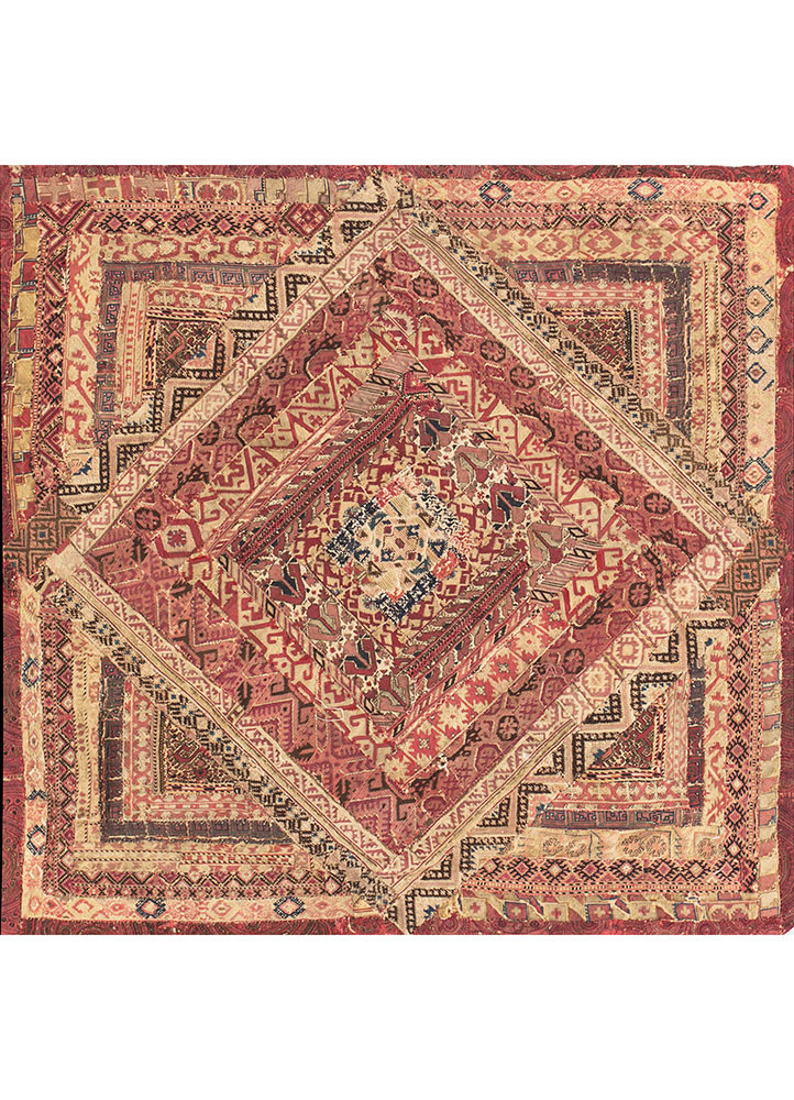 bespoke sile red and orange wool Wall Art Rug - HeadShot bespoke sile red and orange wool Wall Art Rug - HeadShot