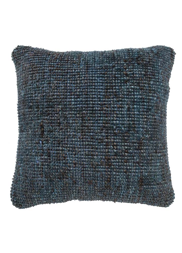 cushion blue jute and hemp Cushion Cover Rug - HeadShot