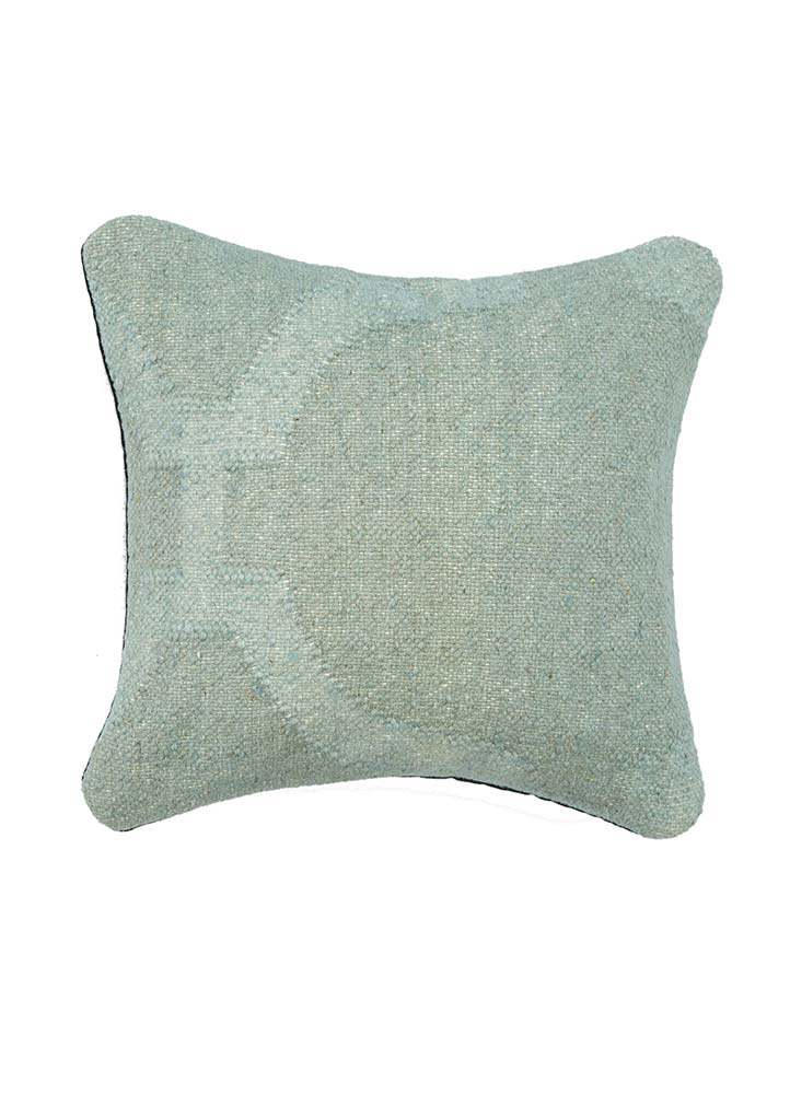 cushion blue wool Cushion Cover Rug - HeadShot