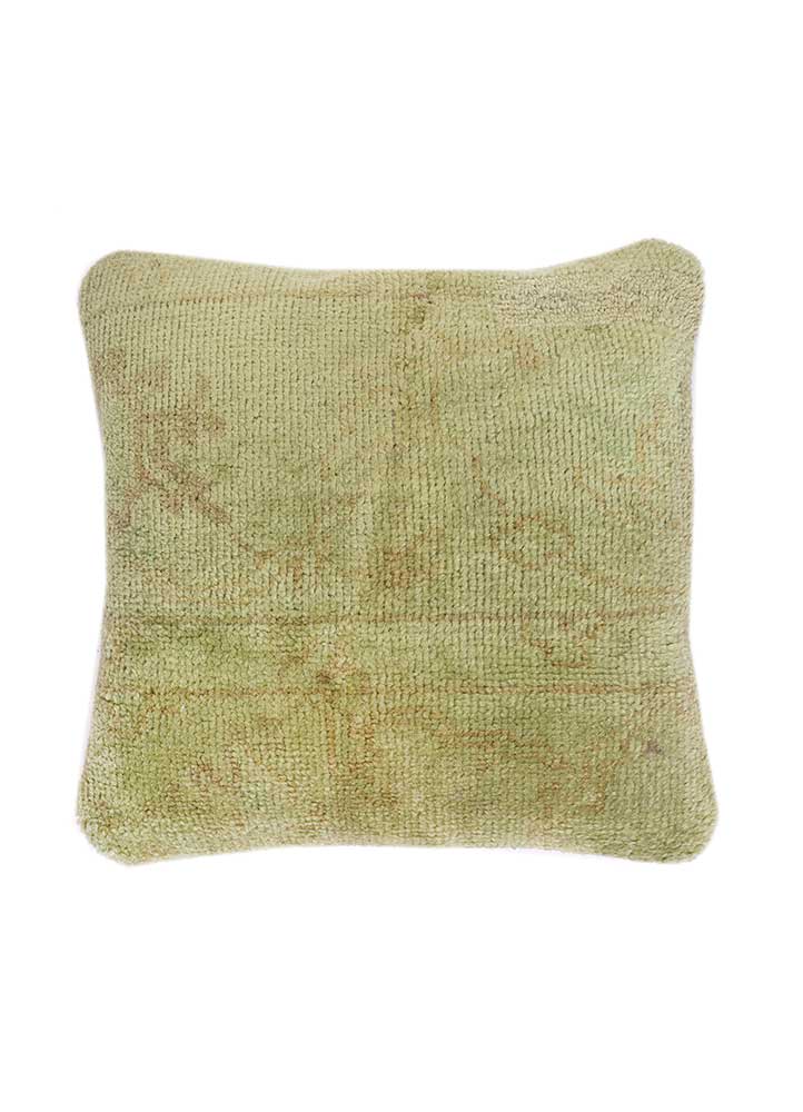 cushion green wool Cushion Cover Rug - HeadShot