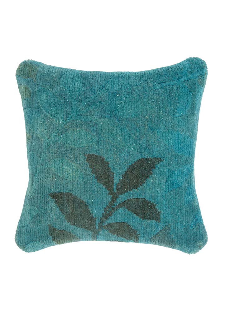 cushion blue wool Cushion Cover Rug - HeadShot