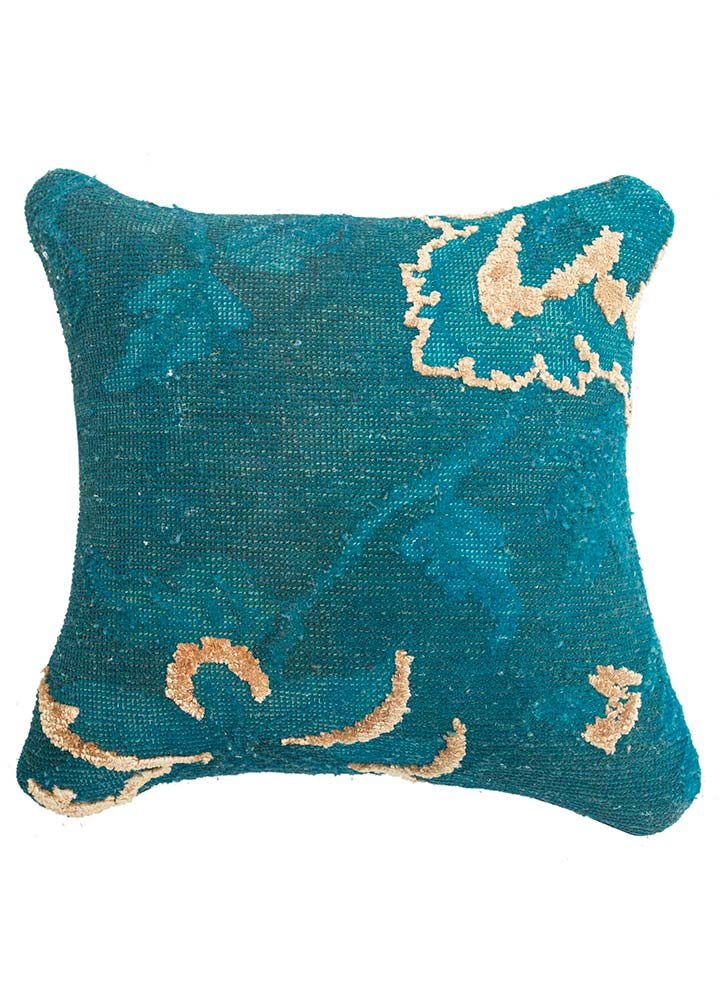 cushion blue wool Cushion Cover Rug - HeadShot