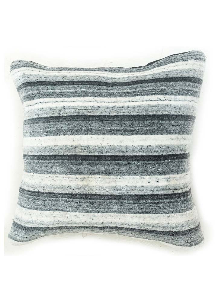 cushion grey and black wool Cushion Cover Rug - HeadShot