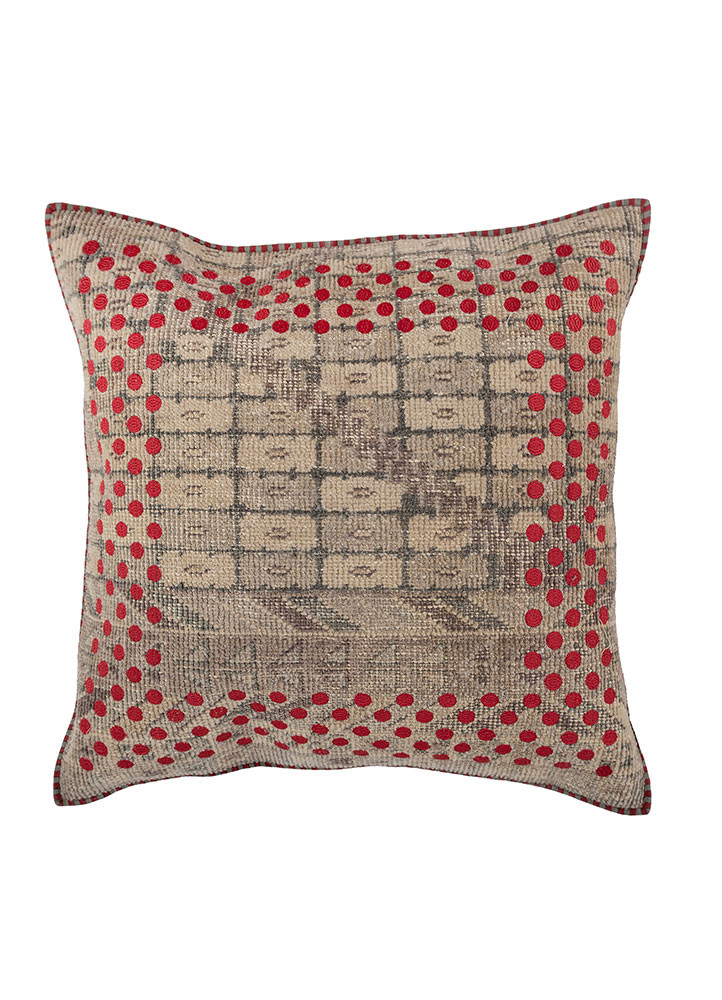 cushion red and orange wool Cushion Cover Rug - HeadShot cushion red and orange wool Cushion Cover Rug - HeadShot