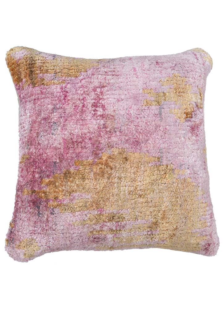 cushion pink and purple viscose Cushion Cover Rug - HeadShot