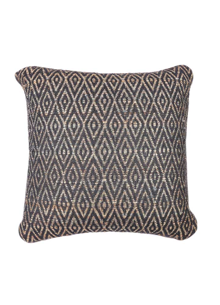 cushion blue jute and hemp Cushion Cover Rug - HeadShot