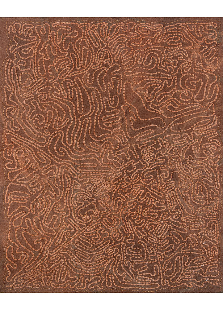 wall art beige and brown wool Wall Art Rug - HeadShot