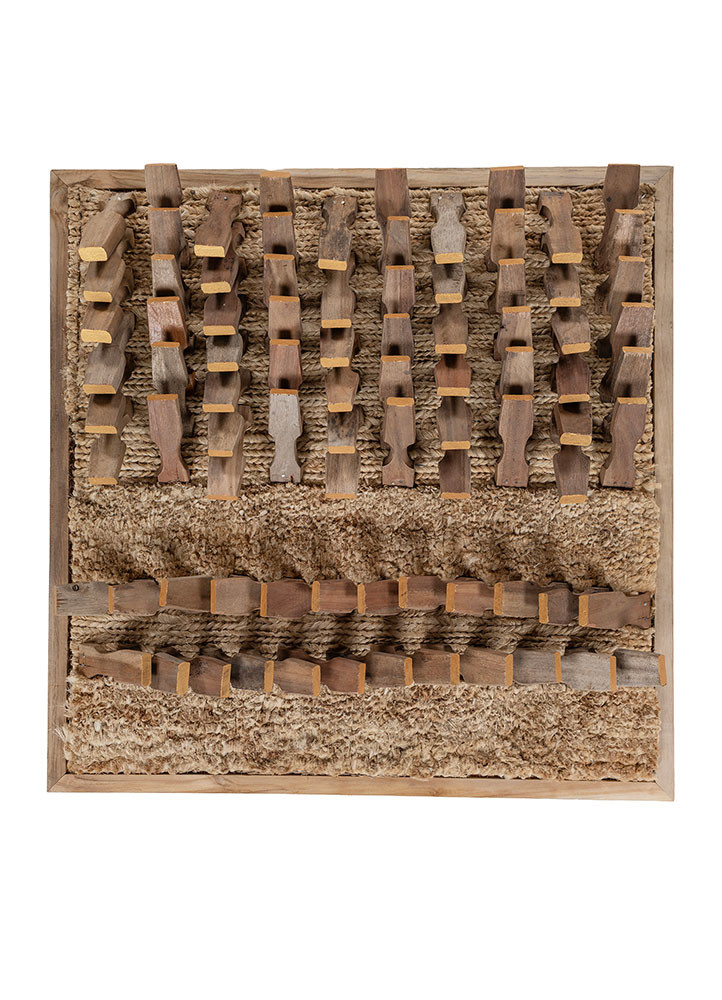  gold wood Wall Art Rug