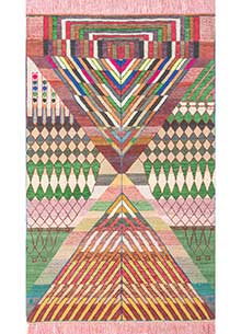 manchaha red and orange wool Hand Knotted Rug