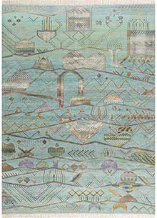 manchaha blue wool and bamboo silk Hand Knotted Rug