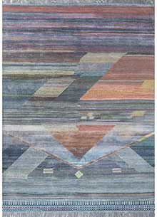 manchaha blue wool and bamboo silk Hand Knotted Rug