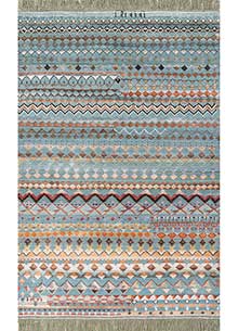 manchaha blue wool and bamboo silk Hand Knotted Rug